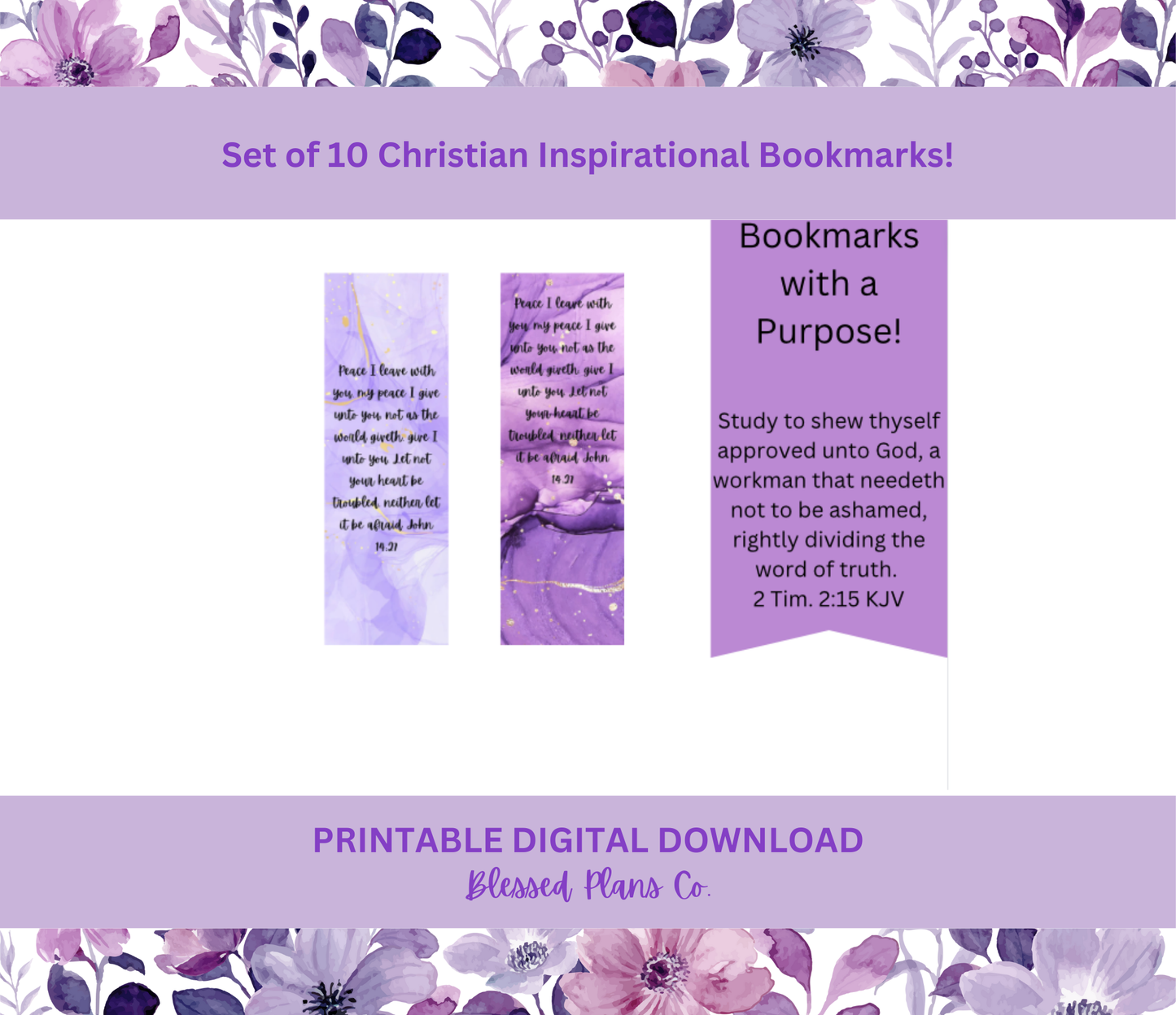 Purple Bible Verse Book Marks (Digital Download)