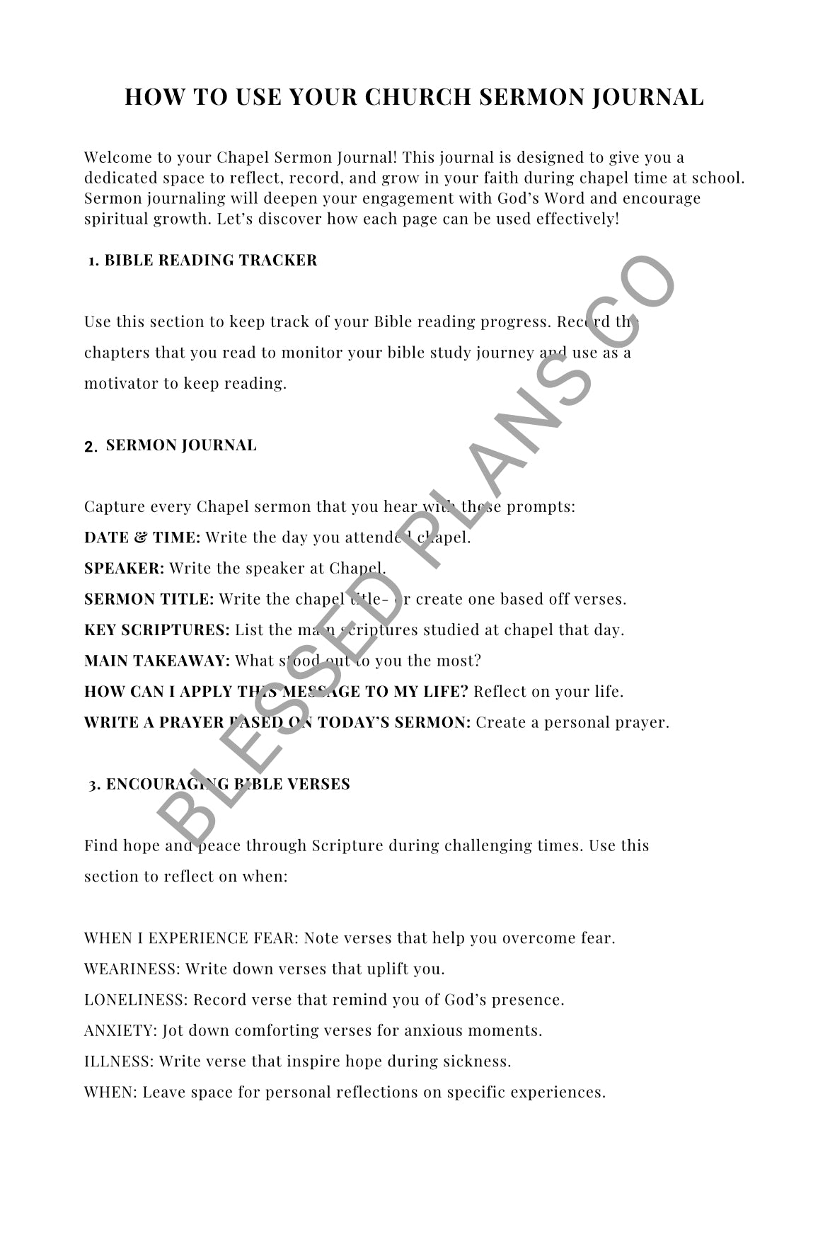 Chapel Sermon Journal (Schools)